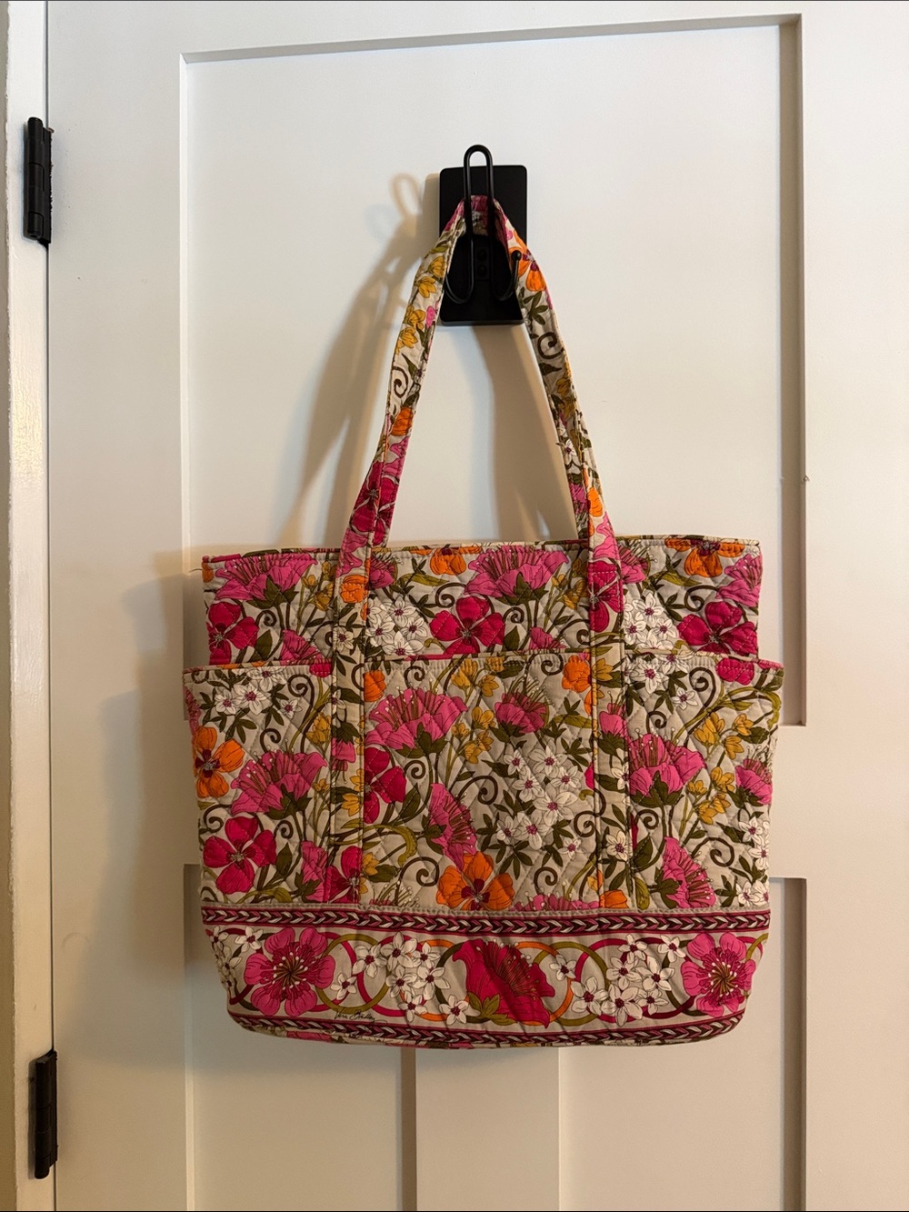 Vera Bradley Floral Quilted Tote in Pink and Orange